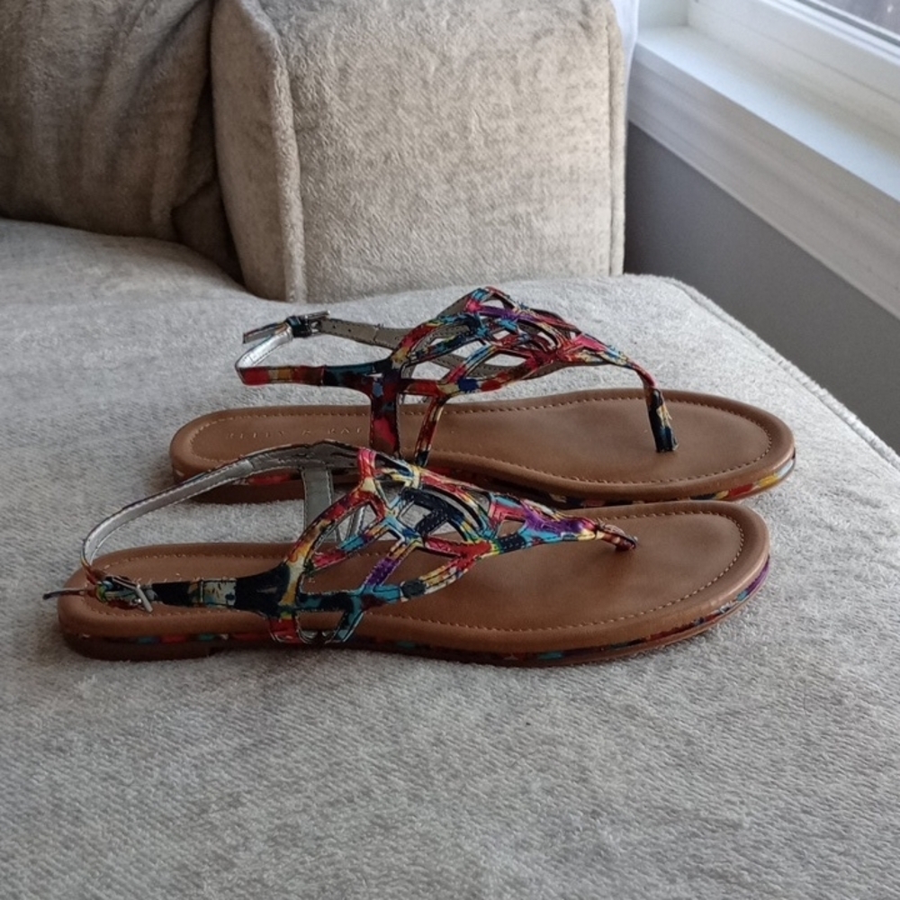 A) Kelly & Katie Vibrant Multicolor Sandals - Picture 3 of 8
